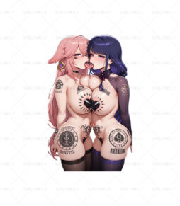 Yae Miko x Raiden Shogun‌ Breast Against